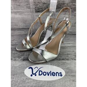Rachel Zoe Womens Nina Silver Strappy Heeled Sandals Size 5.5